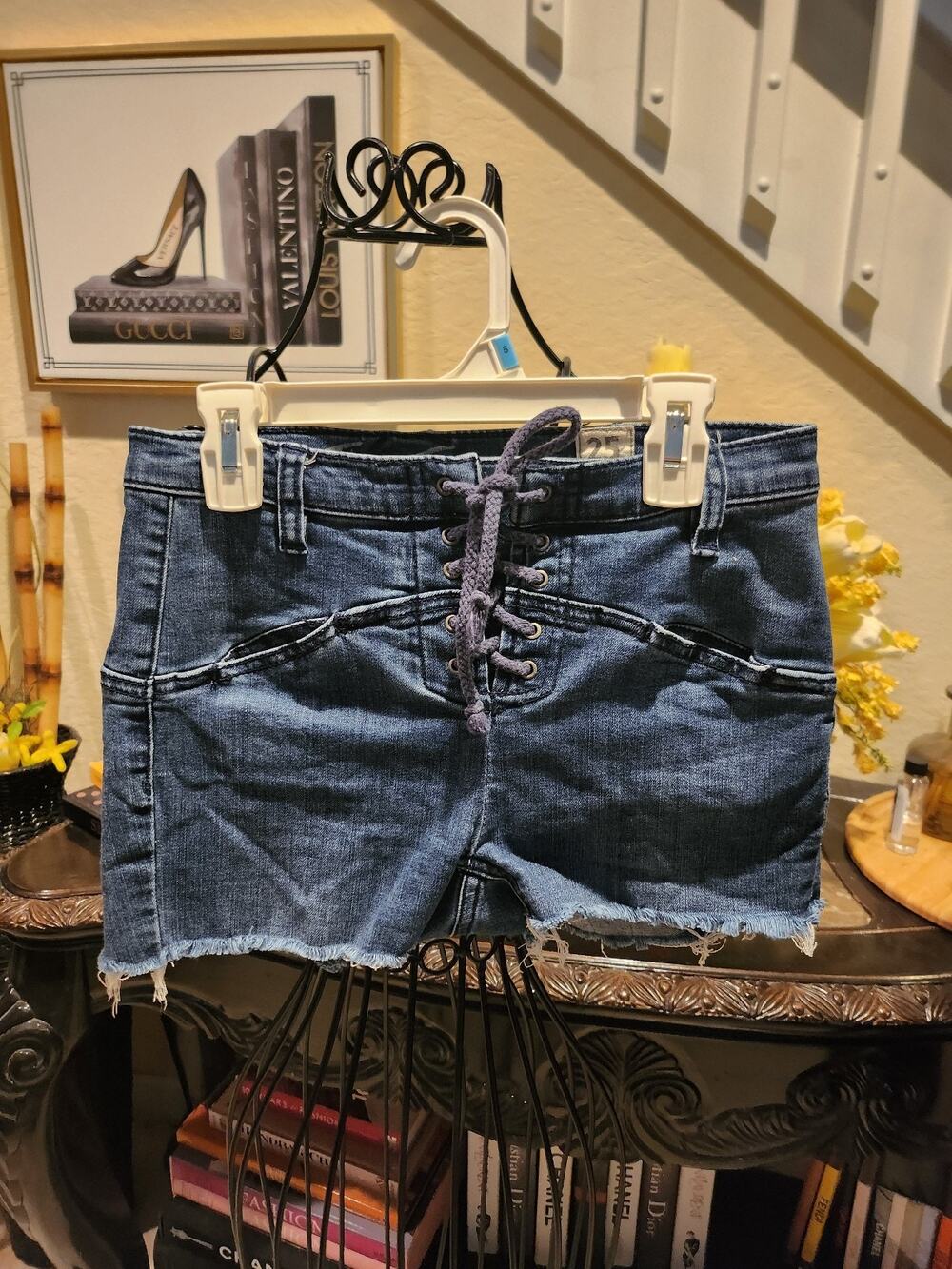 We The Free by Free People lace-up front denim shorts size 25